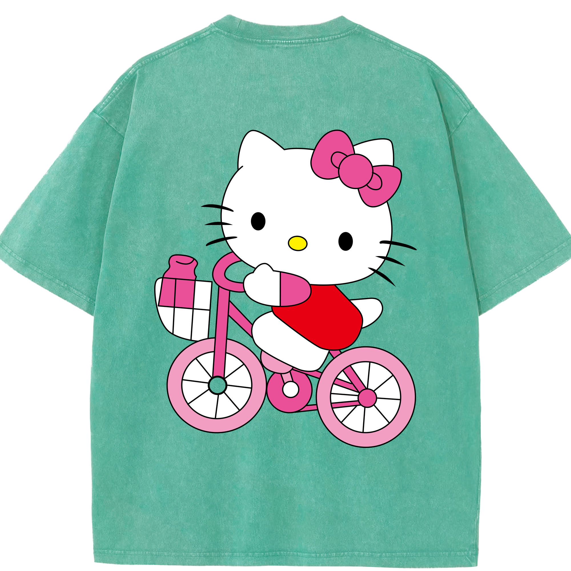（画像用） Hello Kitty ハローキティ 綿100% ヴィンテージ風 半袖Tシャツ（背面プリント）